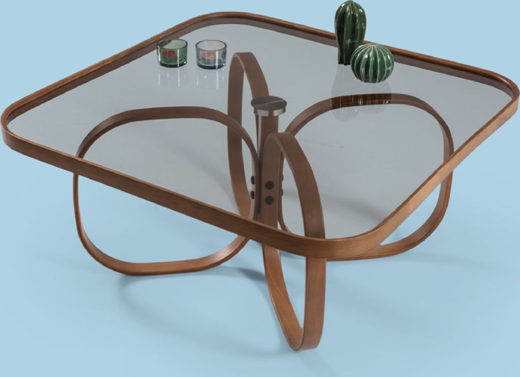 Exklusiver Glastisch Quadratischer Wohnzimmer Couchtisch Holztisch Neu