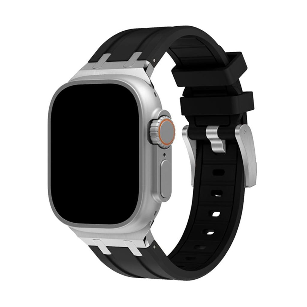 FFO2World Sportarmband aus Flüssigsilikon für Apple Watch 38–42 mm (Serie 1–11, SE) – Robustes Silikonarmband mit Edelstahlschließe – Si...