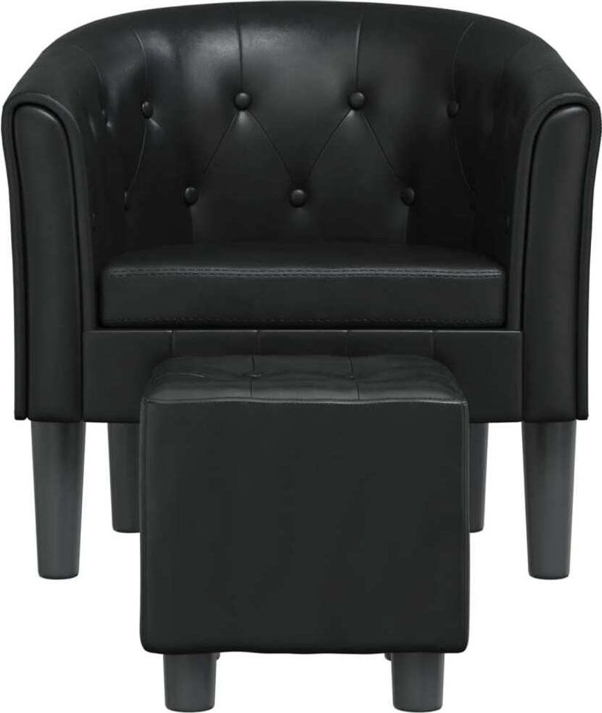 "im Sonderangebot"Einzelsessel moderne - CLORIS - Relaxsessel - Clubsessel, mit Fußhocker Schwarz Kunstleder - 70 x 56 x 68 cm - NeuMöbel1802526