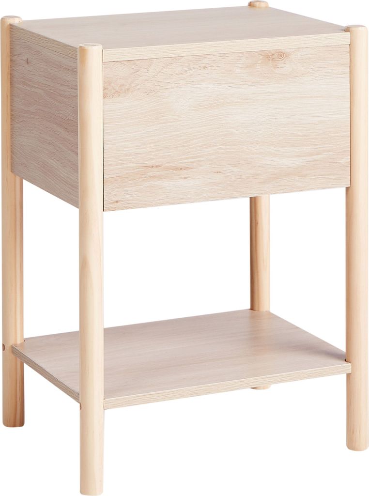 BELIANI Nachttisch Helles Holz MDF Kiefernholz Beine 1 Schublade 1 Regal Skandinavisches Modernes Design Schlafzimmer