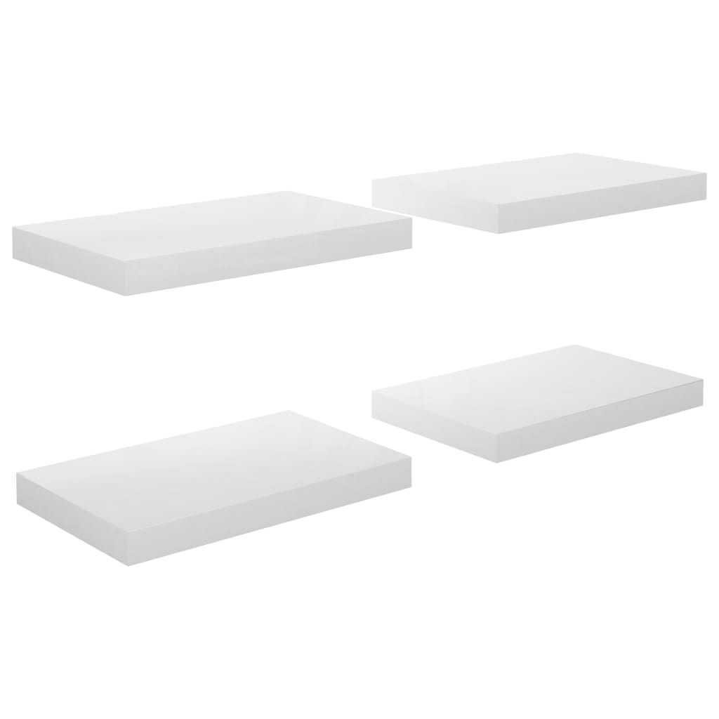 "WINTER SALE"Schweberegal/Wandregal - Hängeschrank für Küche, Bad -e 4er-set - multifunktional& Moderne - Hochglanz-Weiß 40x23x3,8 cm MDF - Wan...