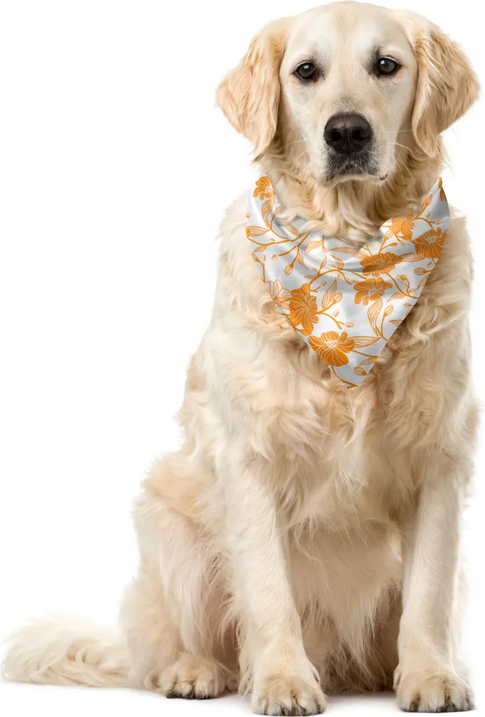 Bandana Cane ABAKUHAUS 40x40 Germogli Fiori Arancione Bianca - Fashion Pet