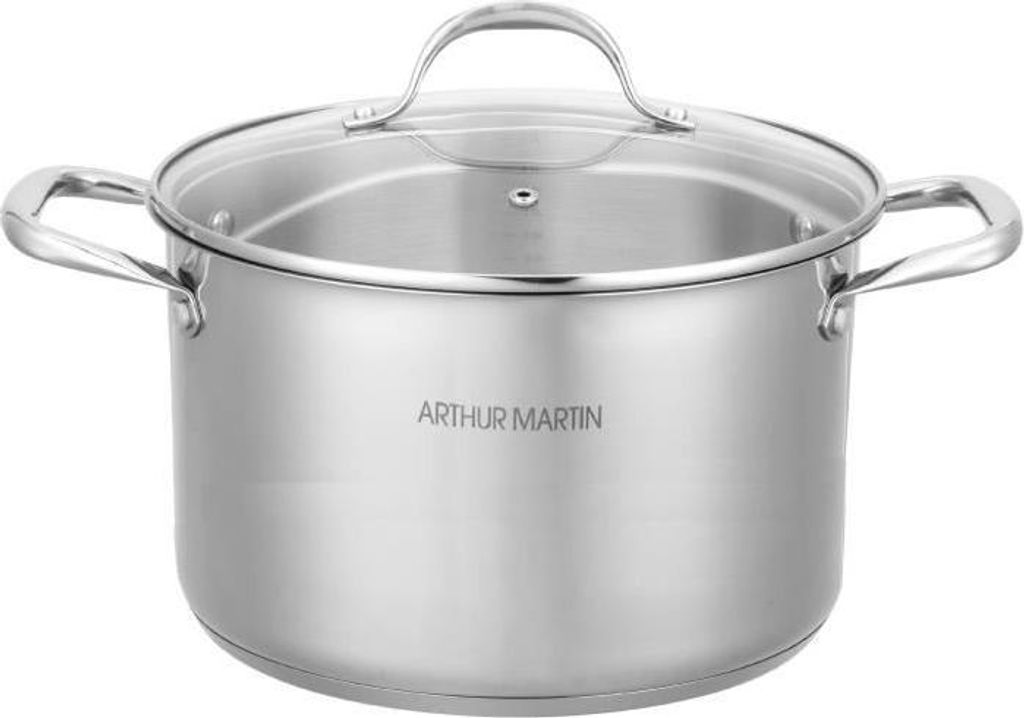 Kochtopf Arthur Martin, 32 cm, Edelstahl, Mit Glasdeckel, Induktionsgeeignet