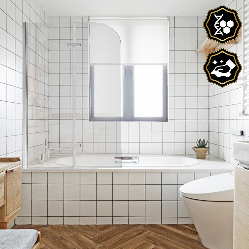 Ikodm Duschwand für Badewanne 100x140cm, 2 Teilige Faltbare Produktbild 