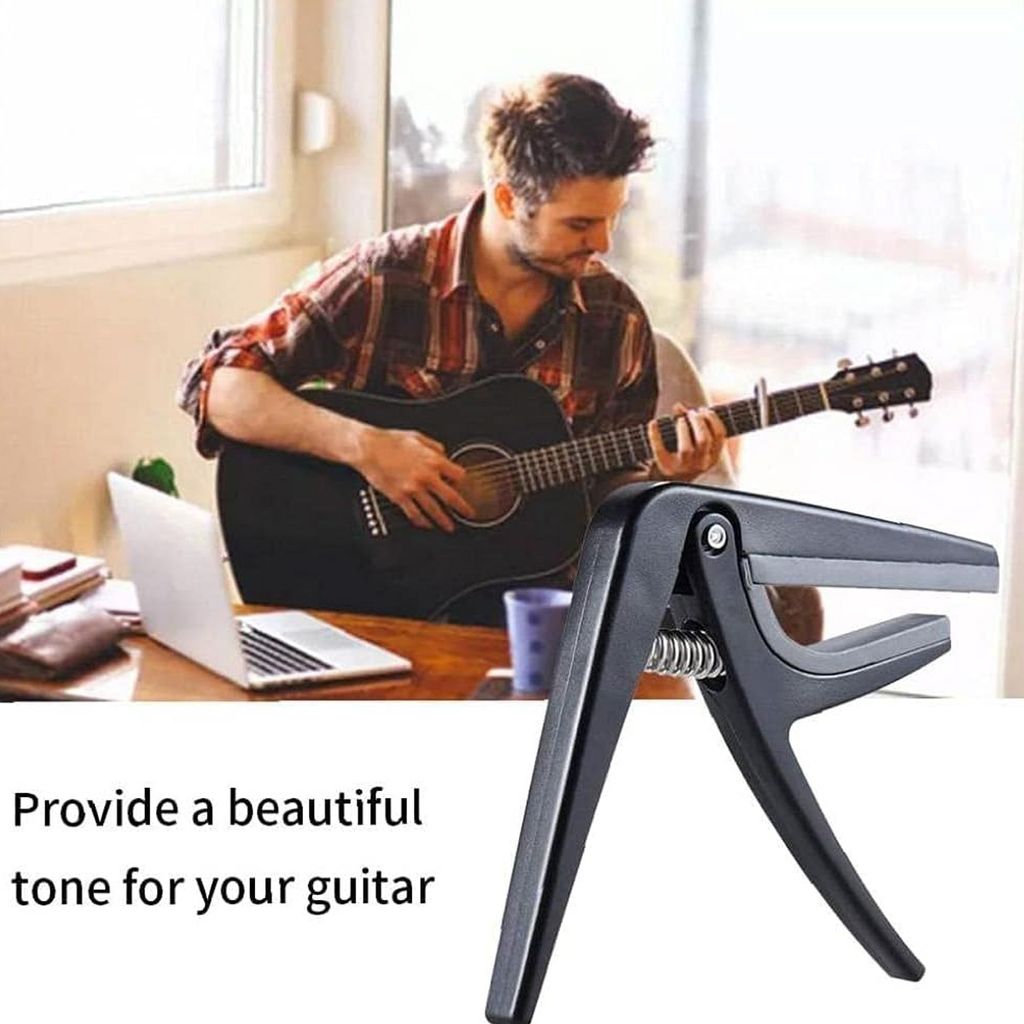 Kapodaster fš¹r E-Gitarre, Akustikgitarre, Saitenstahl, Ukulele, Kapodaster, Metallmaterial, Schwarz (1 Stš¹ck, Schwarz)