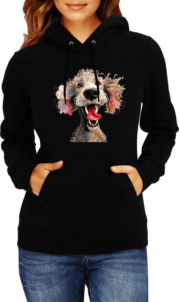 Damen Kapuzenpullover Funny Dogs Breeds Standard Poodle Dog Breed 010, Lady XS / Schwarz