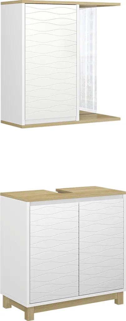 Ensemble meuble de salle de bain Vicco Livia 2 pièces blanc chêne 51802