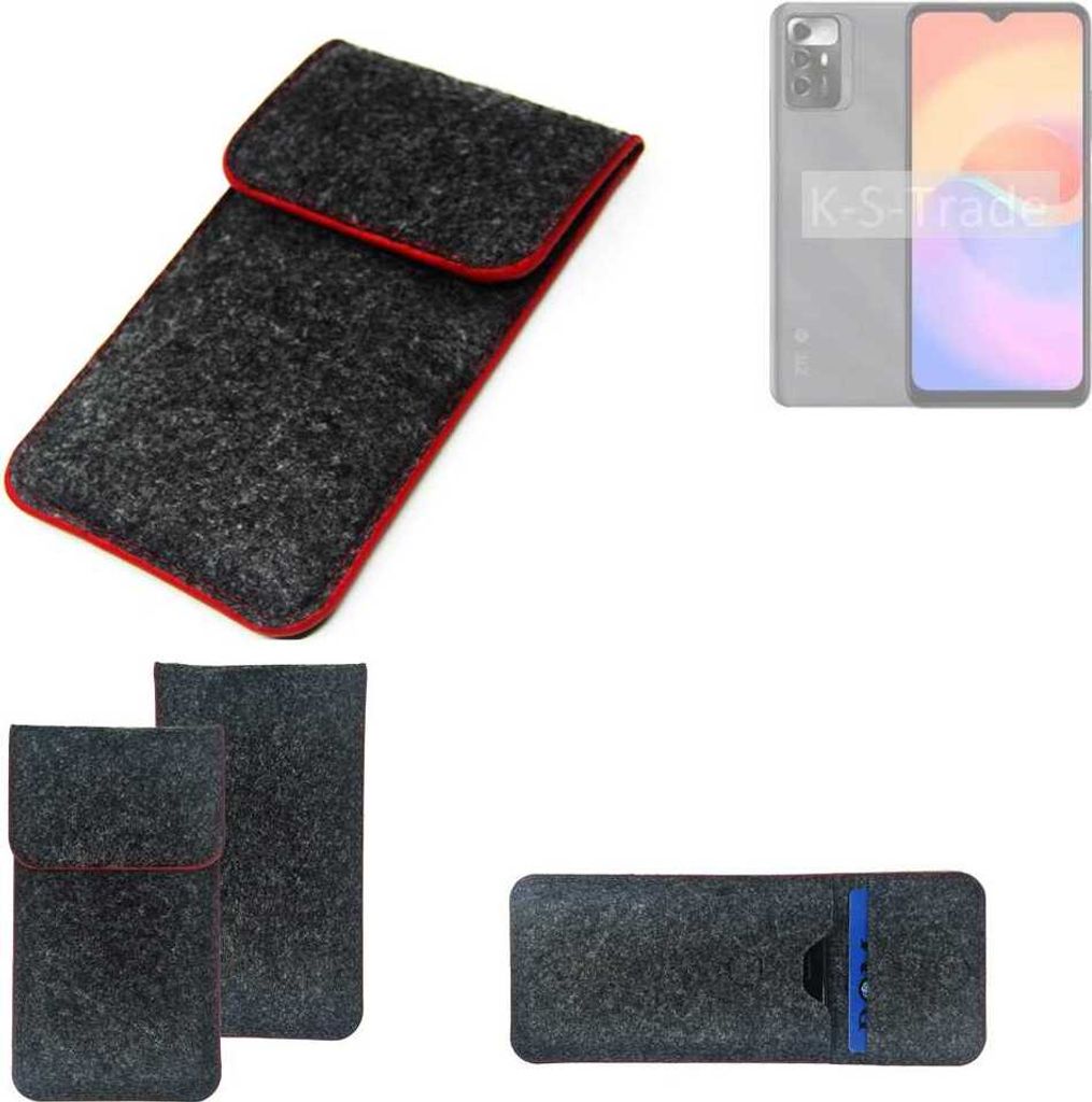 K-S-Trade Handy Schutz Hülle kompatibel mit ZTE Blade V40 Smart 5G Schutzhülle Handyhülle Filztasche Pouch Tasche Case Sleeve Filzhülle dunkelgrau