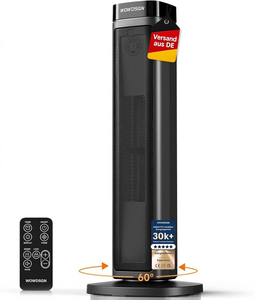 WOWDSGN Keramik-Heizlüfter leise 34dB, energiesparend, Produktbild 
