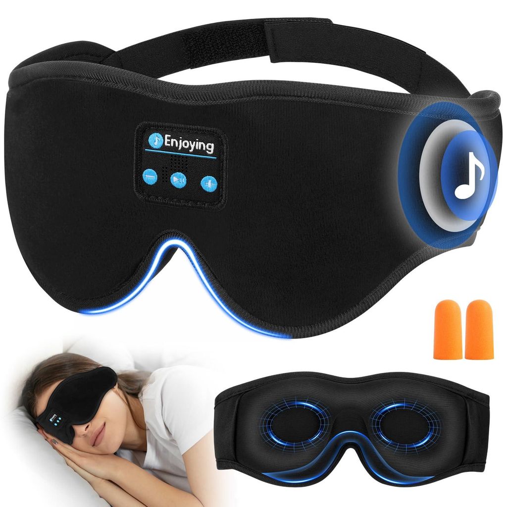 Bluetooth-Schlafkopfhörer, Schlafmaske mit integrierten Kopfhörern, Schlafmaske für Seitenschläfer, Stirnband-Kopfhörer zum Schlafen, atmungsa...