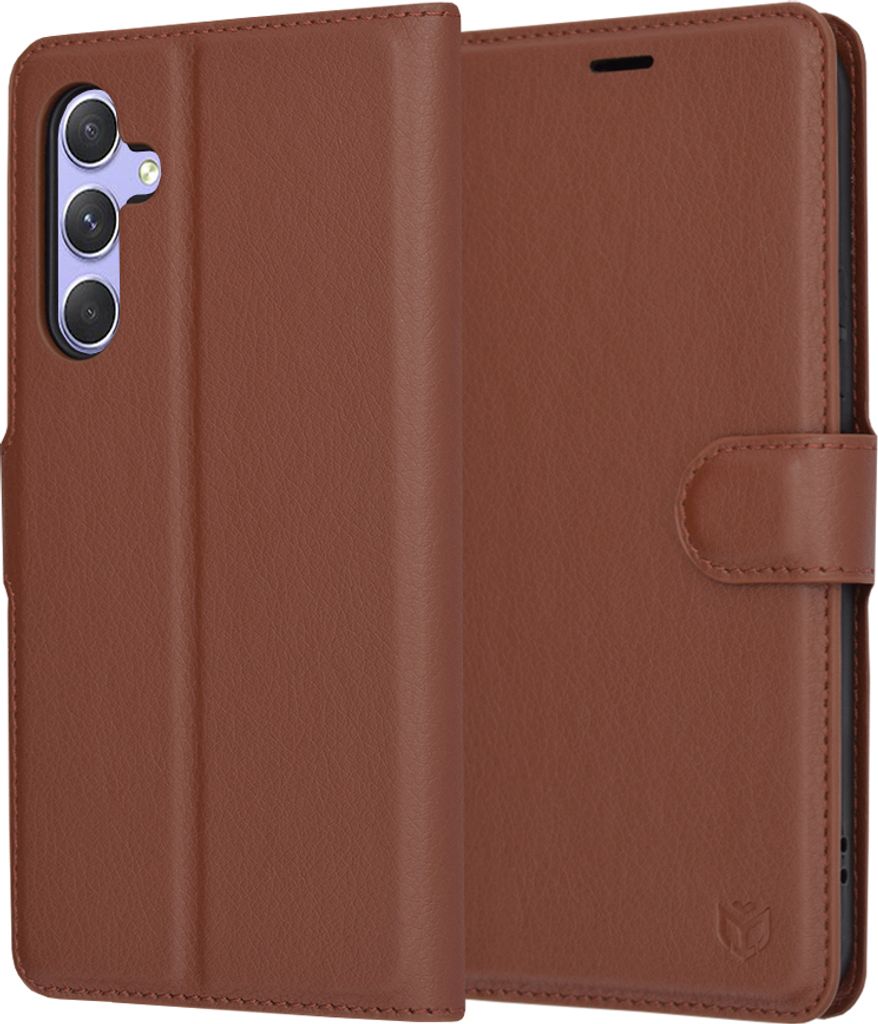 Techsuit Leder Folio Book Wallet Klapphülle für Samsung Galaxy A54 - Braun