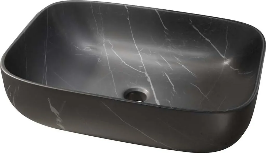 Vasque céramique 46x32cm effet marbre noir mat - Design Black Marble
