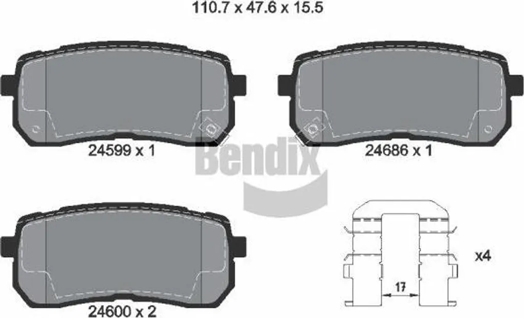 Jeu de plaquettes de frein à disque BPD2176 pour Kia Sorento et Carnival