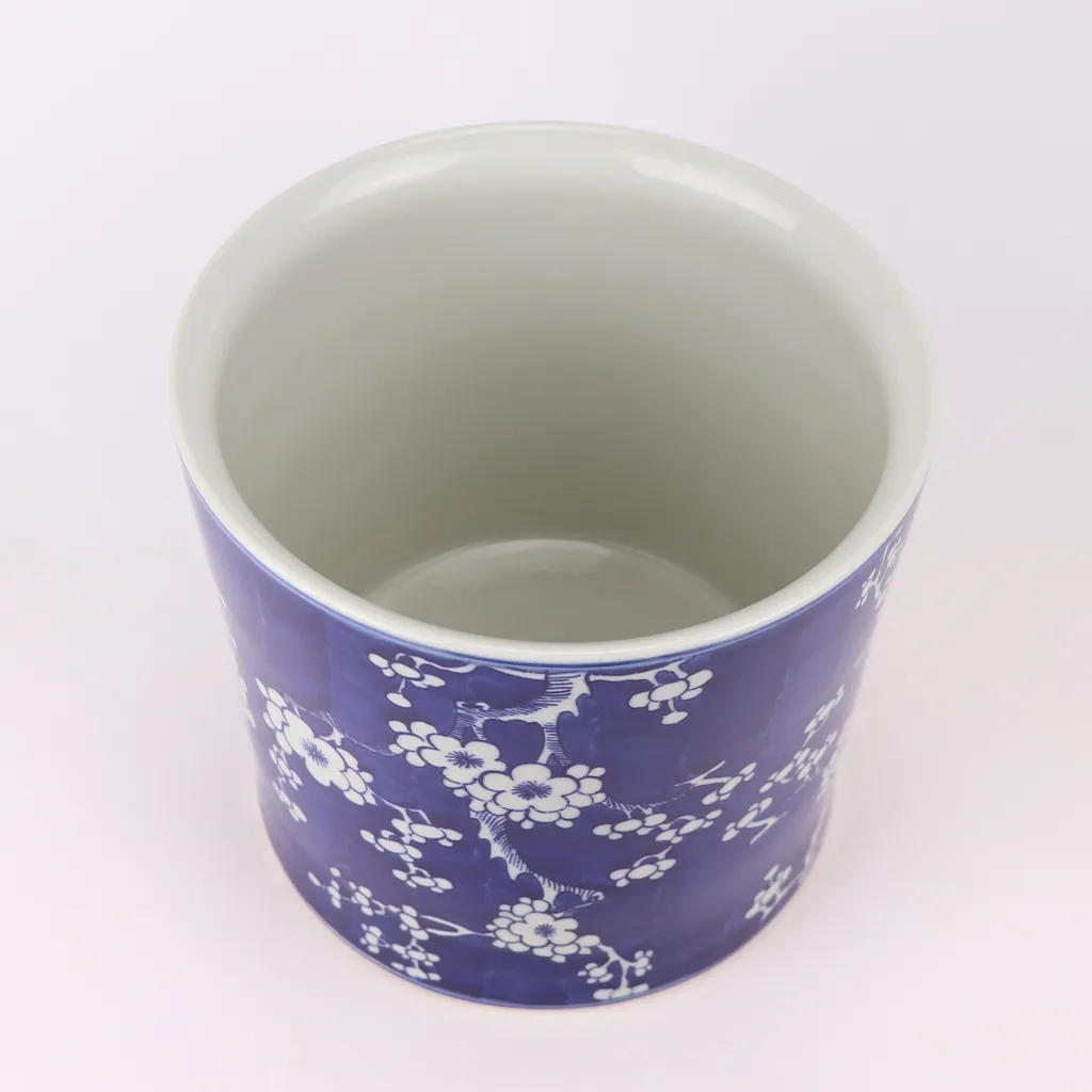 Cache-pot en céramique bleue peinte à la main - Style Chinois - D22H20 - 3