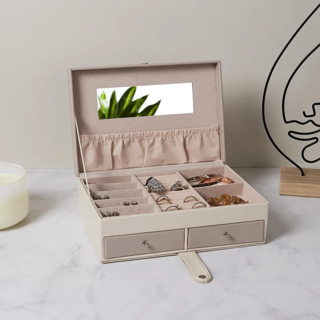 Boîte à Bijoux Lena en Velours Doux - Coffret de Rangement Élégant