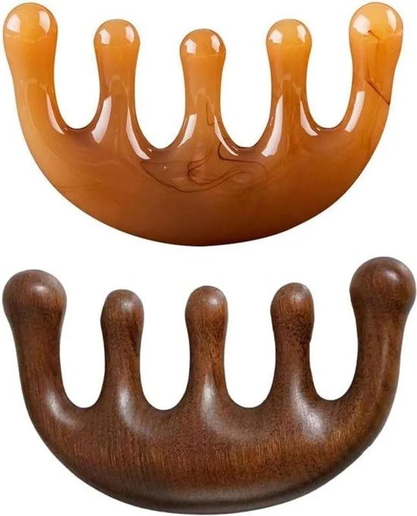 Brosse de massage compacte dents larges en bois de santal pour détente
