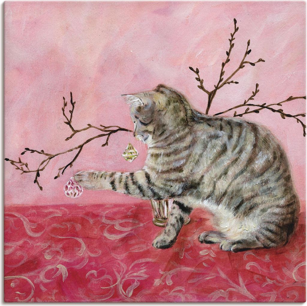 ARTland Leinwandbild Katzenspiel Größe: 50x50 cm