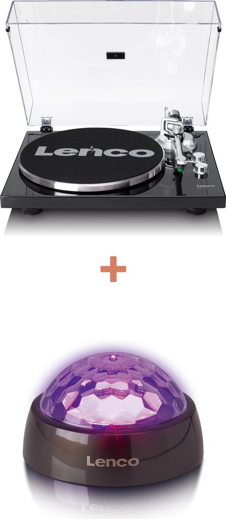 Lenco LBT-215BK - Plattenspieler mit Bluetooth , Metall-Plattenteller, Tonarm und Gegengewicht - Exklusive Piano Black Farbe