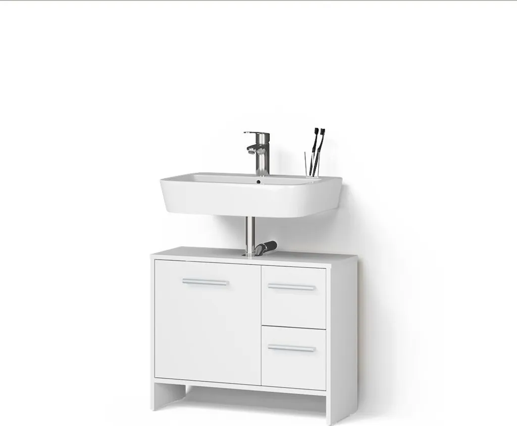 Livinity Mobile Sottolavabo Amalfi 70x57cm Bianco - Arredo Bagno 2 Cassetti