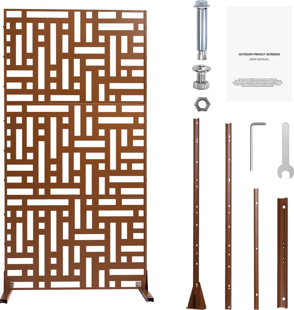 SucceBuy Panneau brise-vue en métal, 119,4 x 193,2 cm, Image du produit 