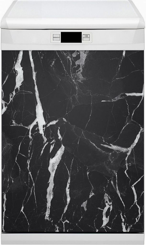 Magnete Küche Magnetmatte Magnet für Spülmaschine Abwaschbar Nachbildung 45x80 cm - Schwarzer Marmor