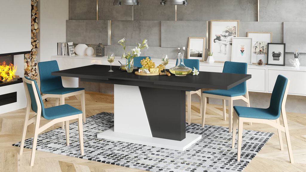 Design Esstisch Tisch Noble Noir ausziehbar 160 bis 218 cm