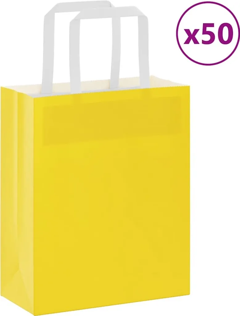 Sacchetti Carta Gialli per Feste 18x8x22 | Set 50 Borse Compleanno