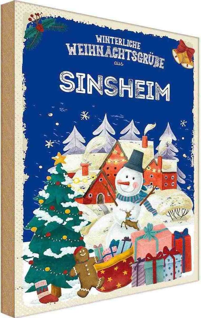 vianmo Holzschild 30x20 cm Weihnachtsgrüße SINSHEIM Weihnachten