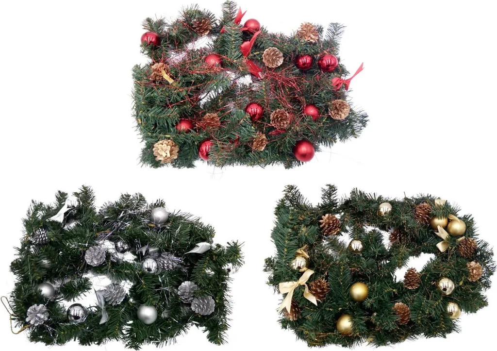 Guirlande de Porte Noël 270cm Sapin LED Blanc Chaud Décoration Rouge