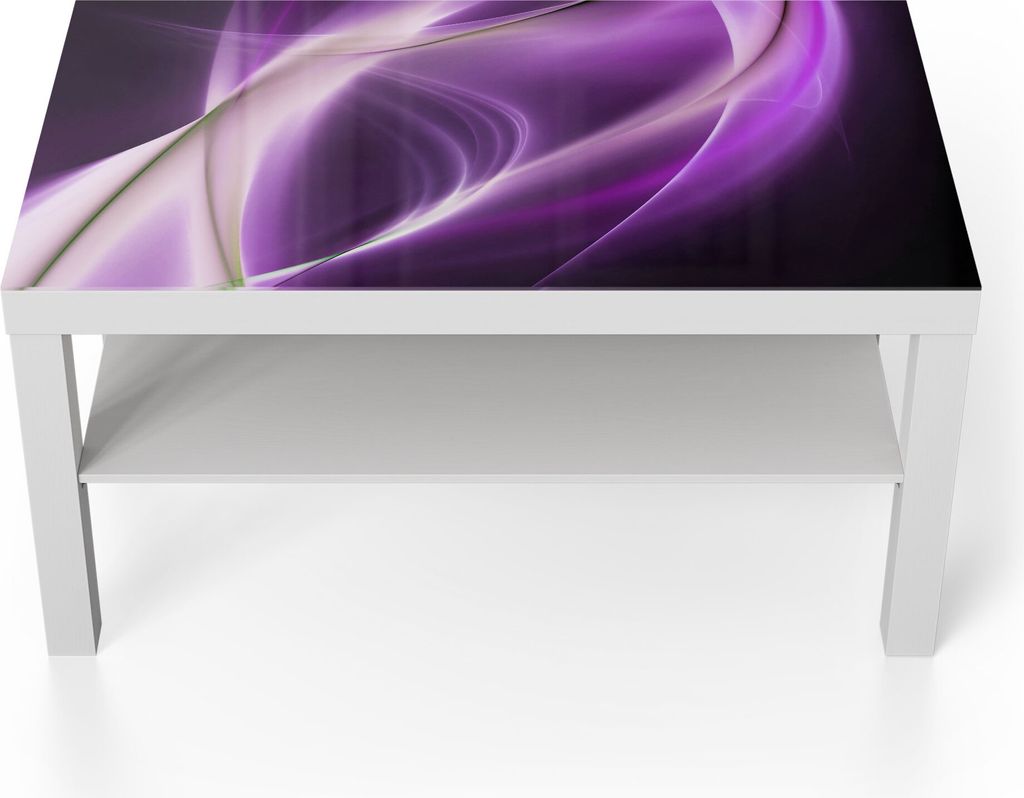 DEQORI Couchtisch 90x55 cm Weiß 'Ultraviolettes Lichtspiel' Glas Beistelltisch