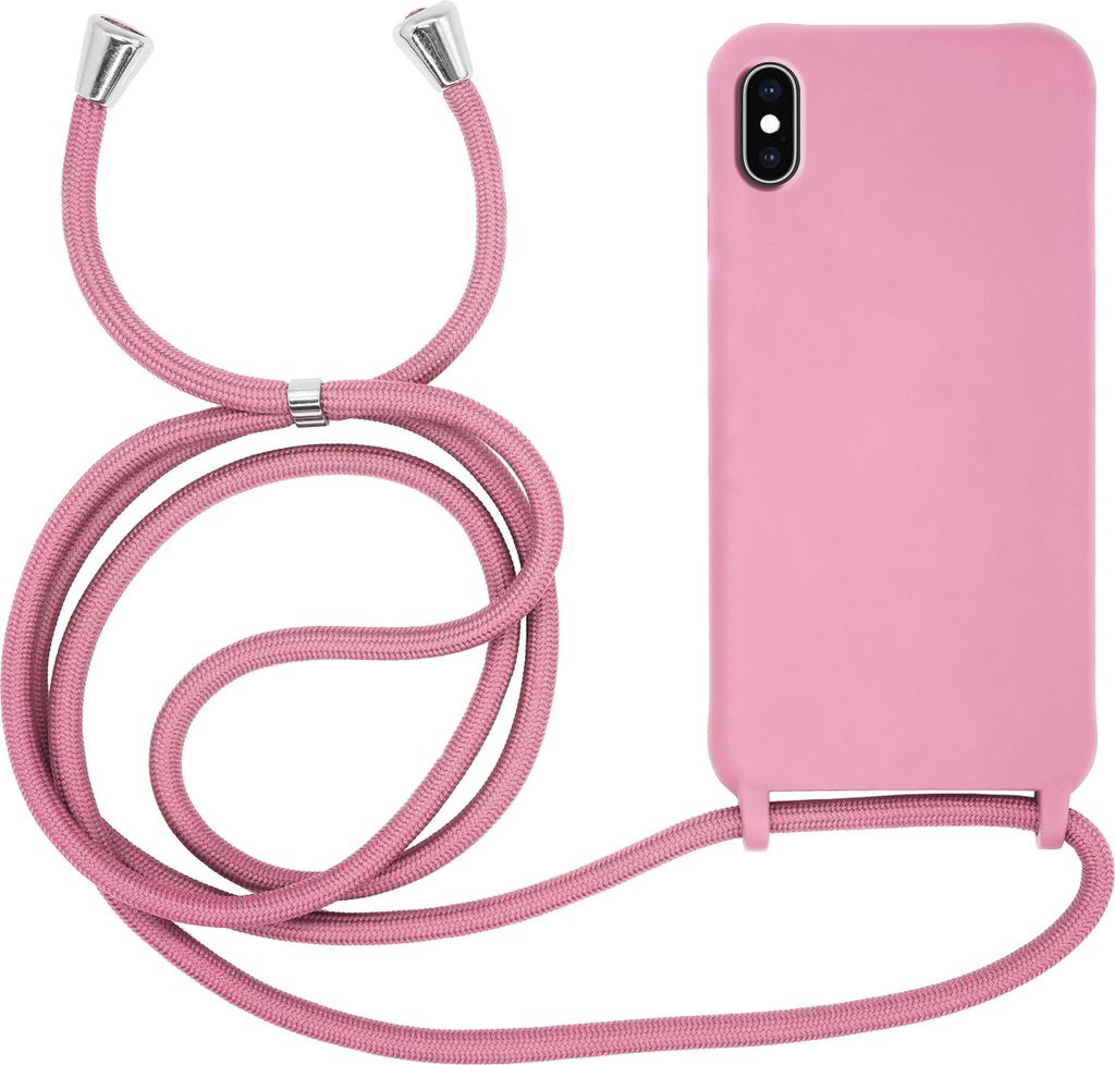 MyGadget Handykette für Apple iPhone X | Xs TPU Hülle mit Band - Handyhülle mit Handyband zum Umhängen Kordel Schnur Case Schutzhülle - Rosa