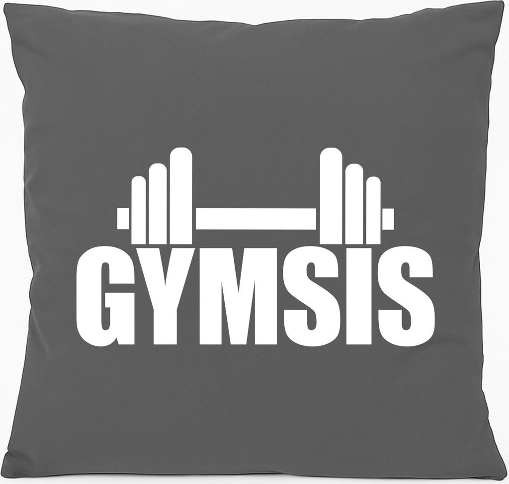 Huuraa Kissen Gymsis Hantel 40x40cm mit Füllung Steel Grey Baumwolle Dekokissen Geschenkidee