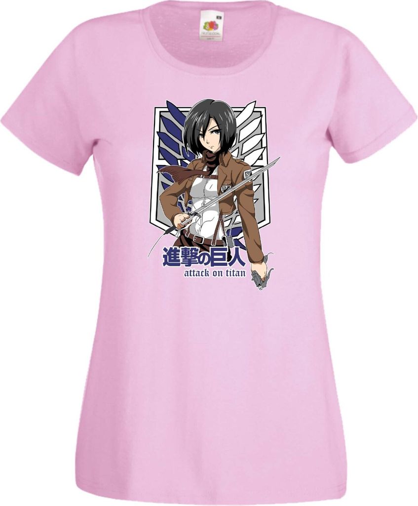 Damen T-Shirt Anime Manga Attack Anime On Titan Mikasa Ackerman 01 Ackerman Mikasa, Lady 2XL / Hellrosa