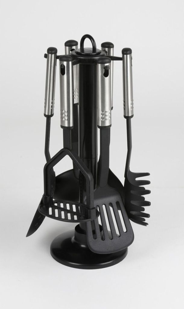 Küchenhelfer Set 6-teilig mit Ständer schwarz Pfannenwender Kelle etc. Küche Zubehör
