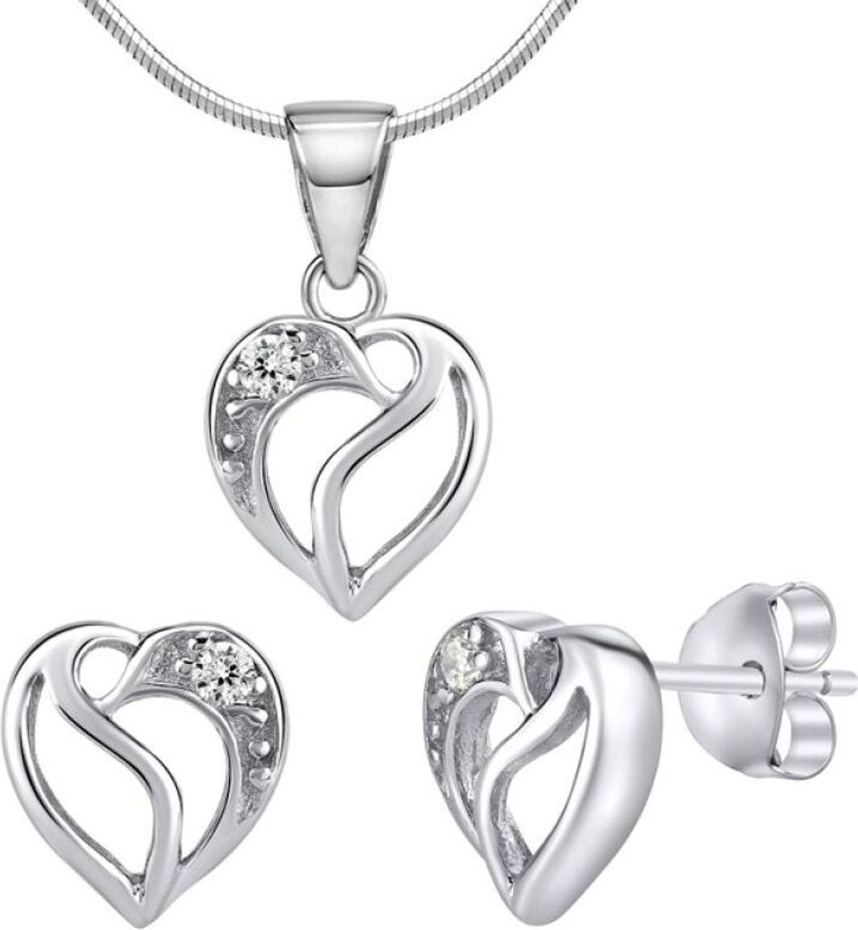 Silver set JJJS659 Shimmering Heart (Earrings, Pendant)
