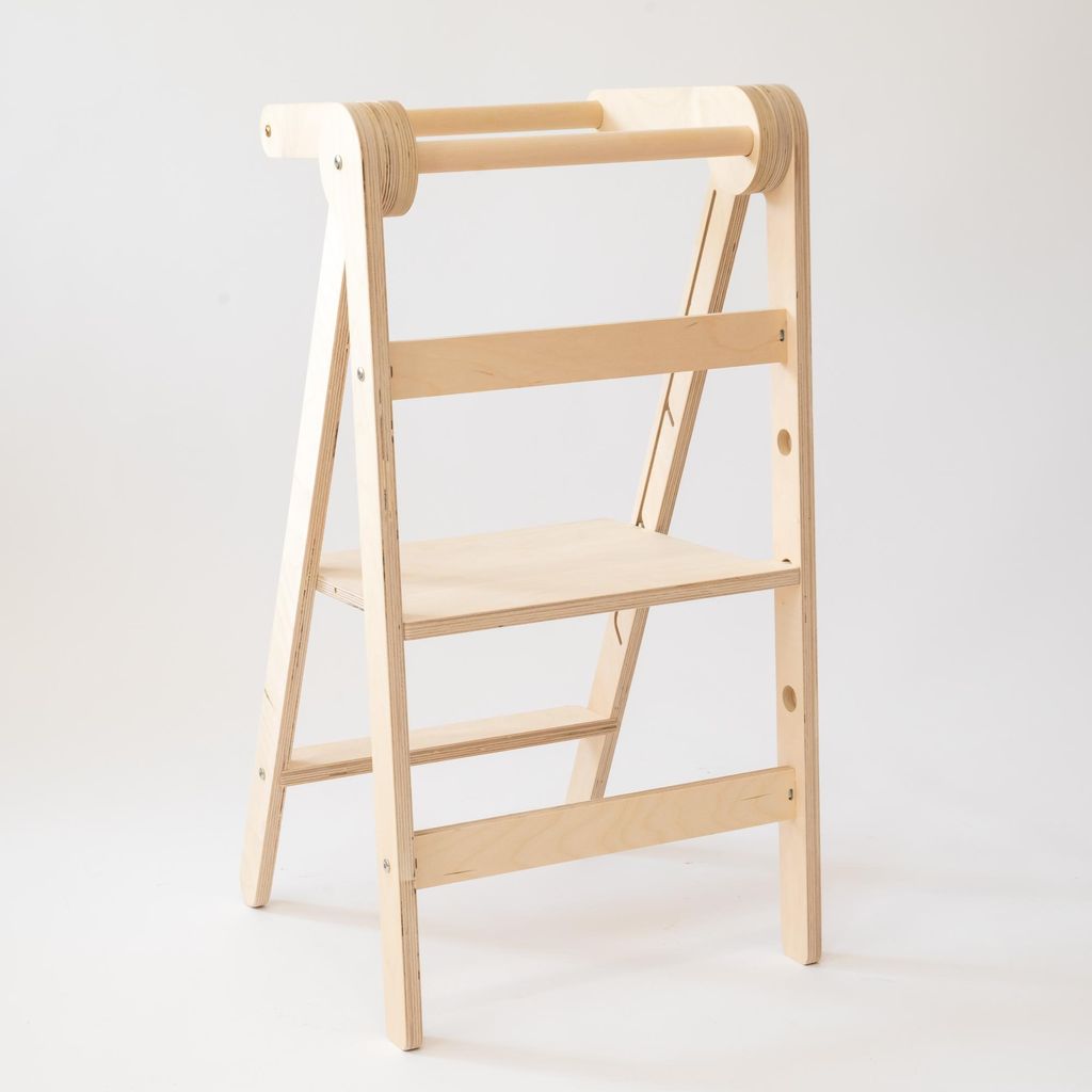 Tour d'apprentissage pliable en bois naturel – Marchepied Image du produit 