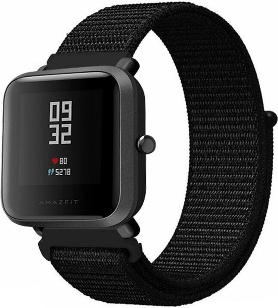 Strap-it Xiaomi Amazfit Bip Armband Nylon (Schwarz)