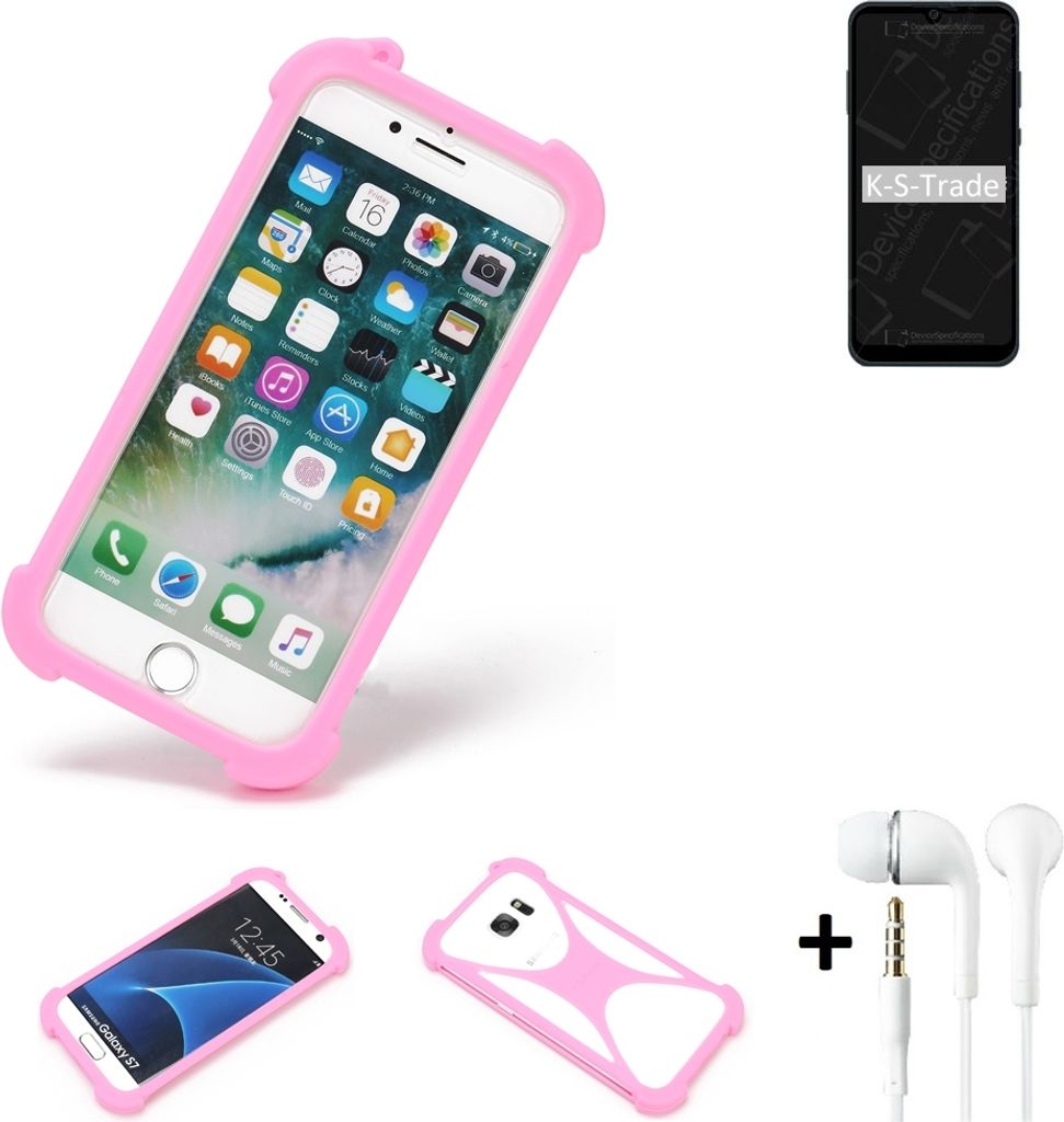 K-S-Trade Bumper + Kopfhörer kompatibel mit ZTE Blade A51 Lite Handy Hülle Schutzhülle Silikon Schutz Hülle Cover Case Silikoncase Silikonbumper