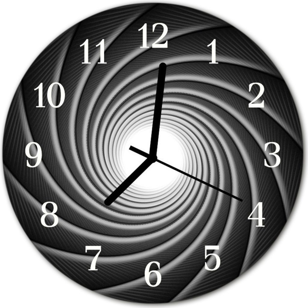 Glasuhr Wanduhr Küchenuhr Echt-Glas 30fi cm Wirbel schwarz