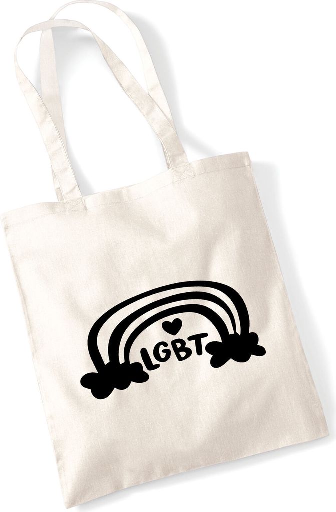 Huuraa Jutebeutel LGBT Regenbogen Herz 10 Liter Natural Baumwolle Tasche Geschenkidee