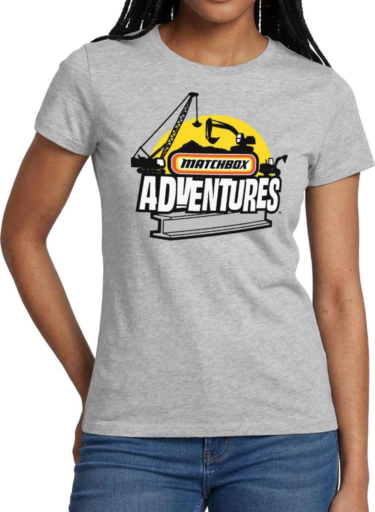 Spreadshirt Matchbox Adventures Design Mit Kran Und Bagger Frauen T-Shirt, XL, Grau meliert