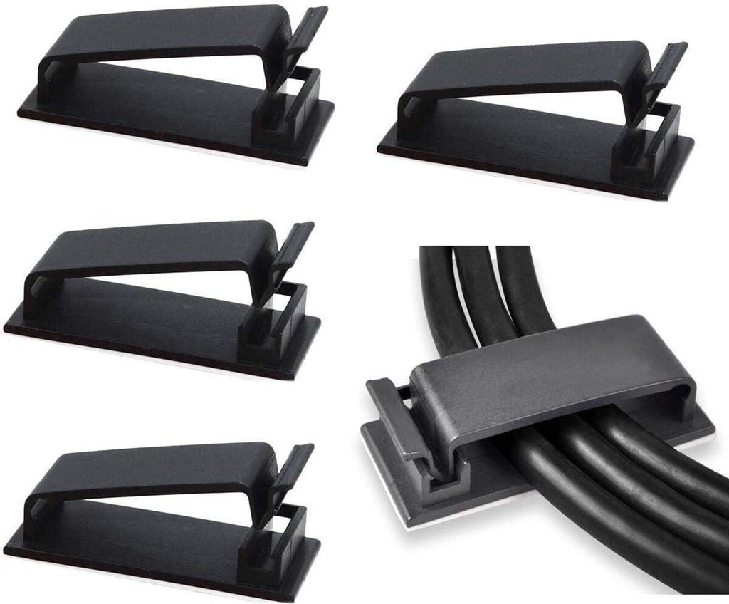 50 Stück Stark Selbstklebende kabelmanagement, Kabel Organizer, Kabel Clips für TV, PC, Laptop, Ethernet Kabel, Schreibtisch, Heim, Büro (Schwarz)