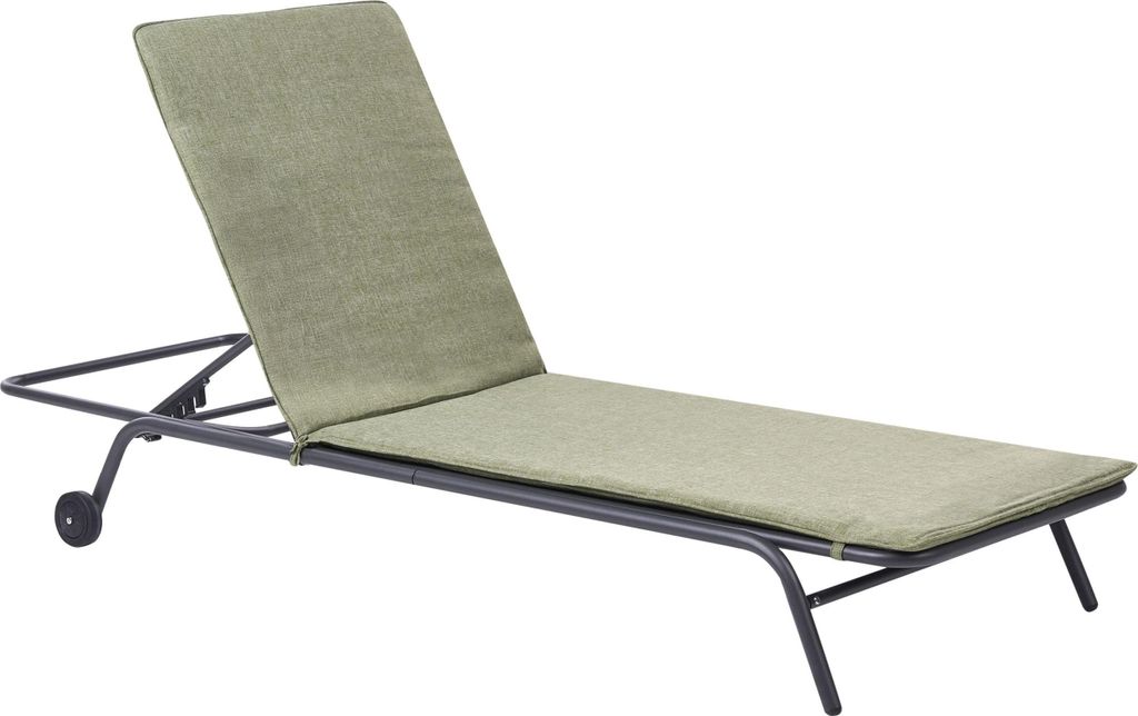 BELIANI Gartenliege Grün Metall mit Verstellbarem Kopfteil Rollbar Modern Sonnenliege für Terrasse Garten Balkon Ausstattung Metallmöbel