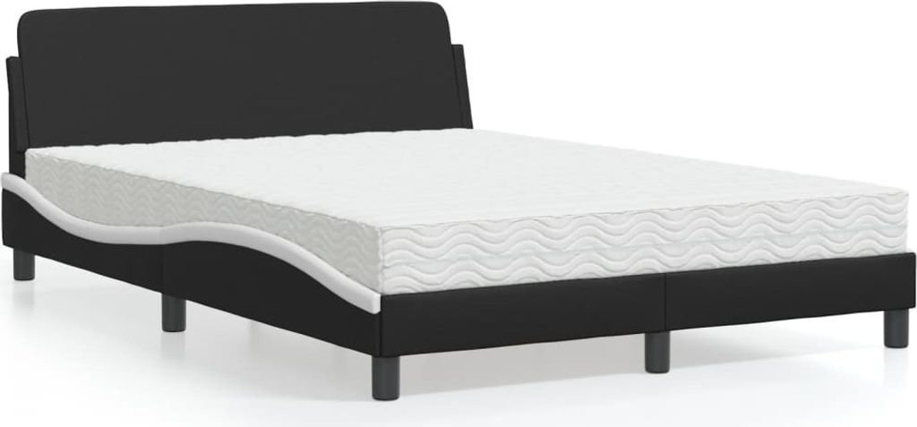 Maison Exclusive - Bett mit Matratze "Dover" Schwarz und Weiß 140x190 cm Kunstleder