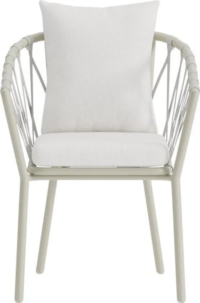 Chaise de jardin blanc Linos en résine tressée pour terrasse et balcon