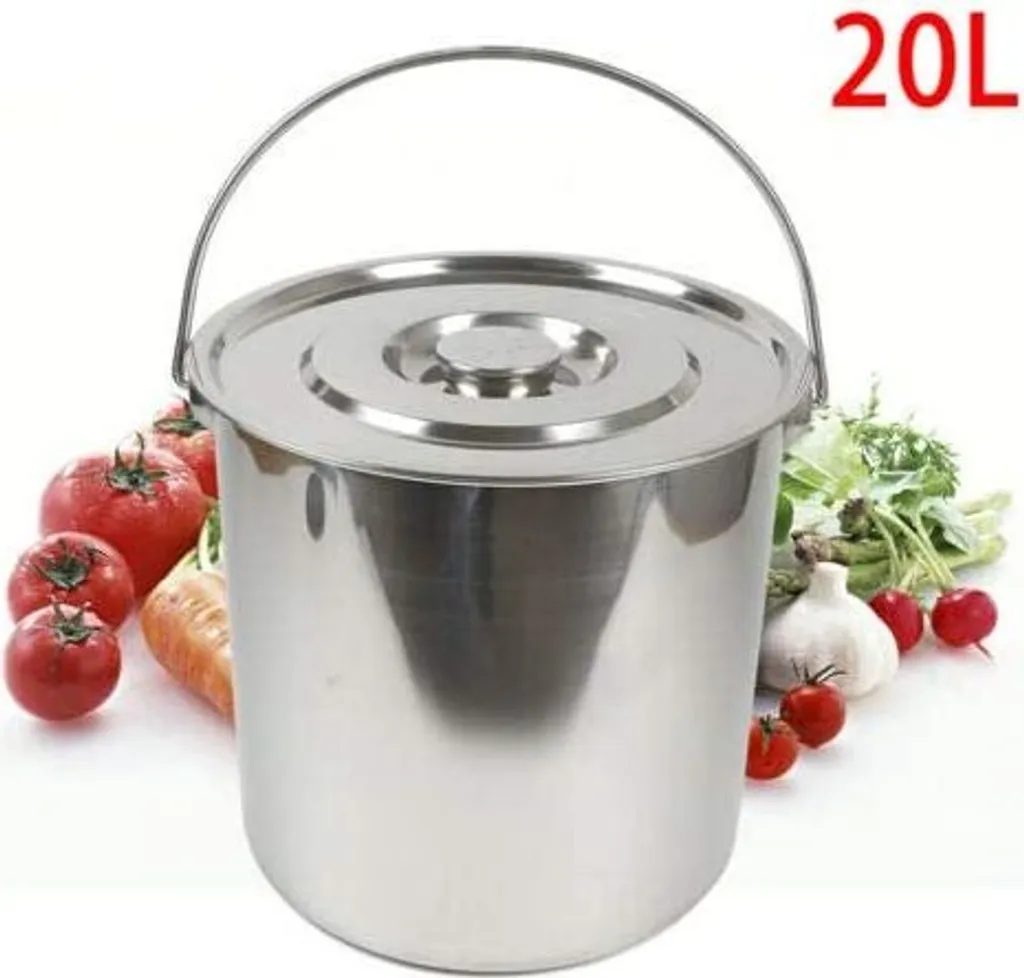 Seau à eau 20L en inox pour cuisine professionnelle et restauration