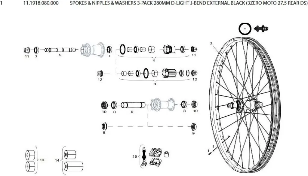 Rayon de Vélo Zipp D-Light J-Bend Noir 280 mm pour Montage de Roue Roue