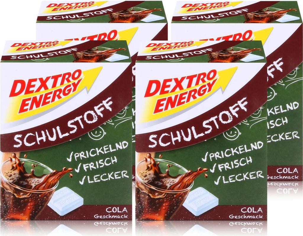 Dextro Energy Schulstoff Traubenzucker Cola Geschmack 50g (4er Pack)