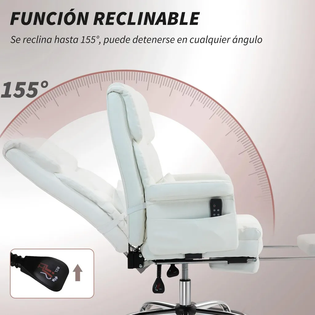Siège de bureau confortable blanc pour télétravail et relaxation - 6