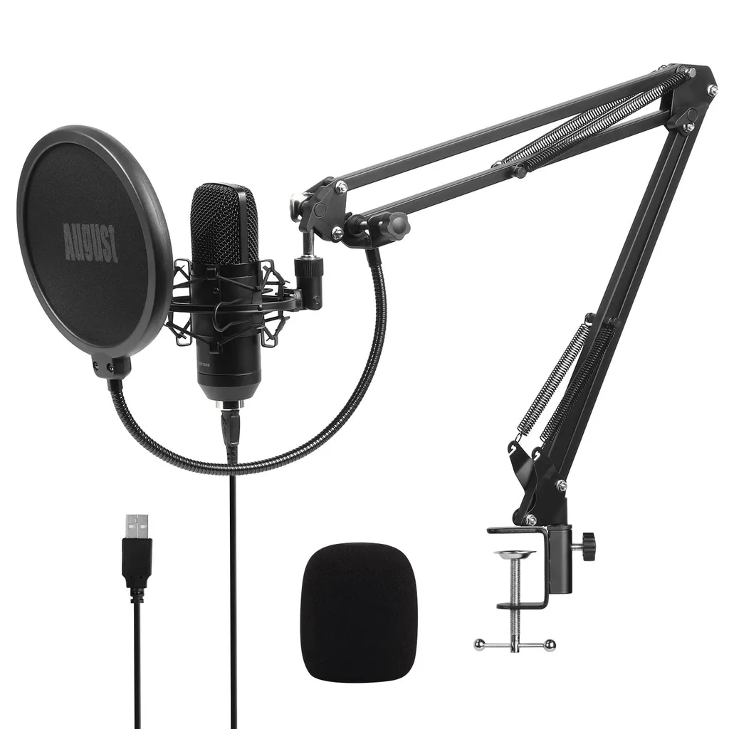 Microphone Gaming USB pour streaming et commentaires August REC100B